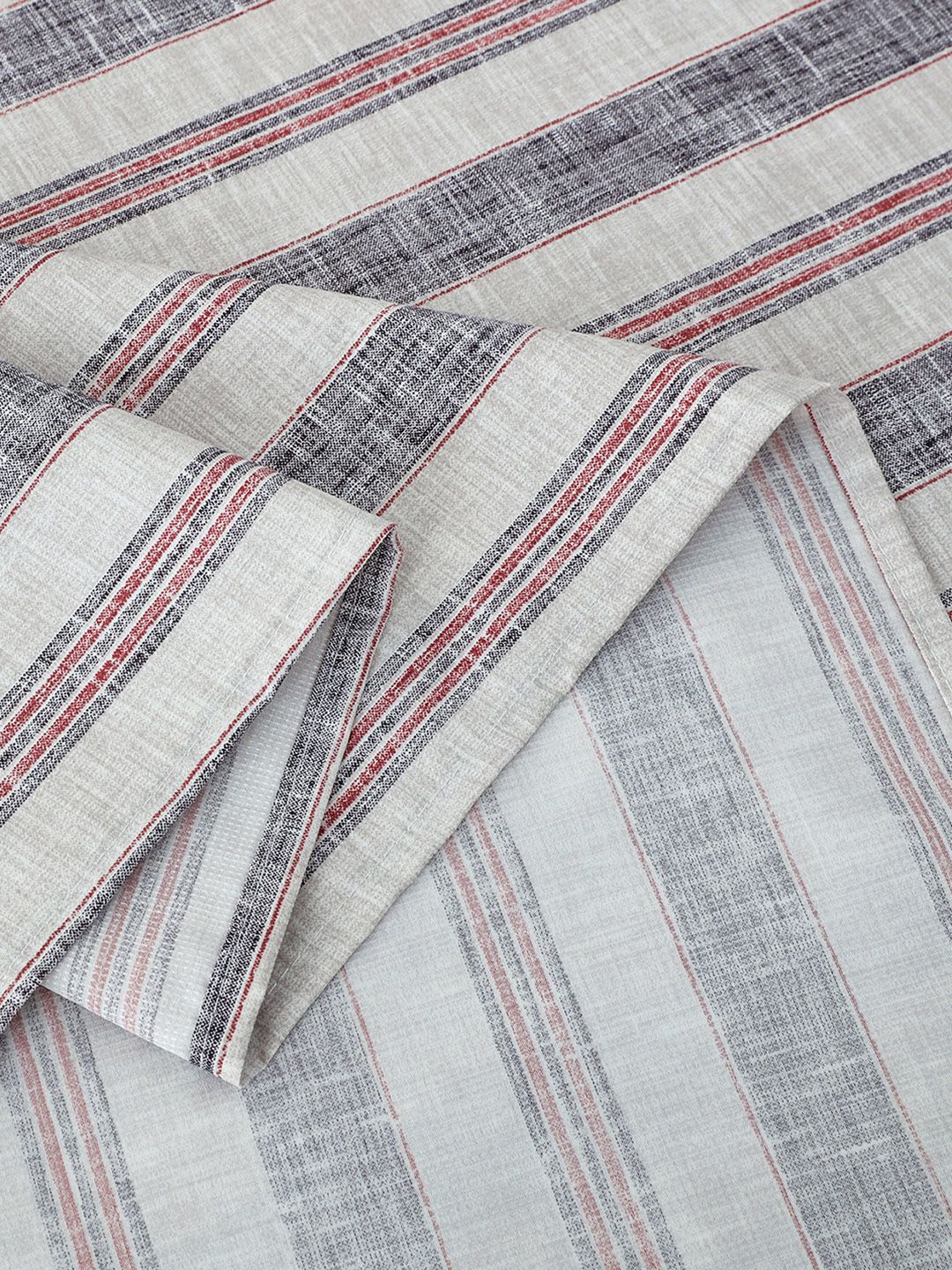 Story@home Cadar Katil King 240 TC Cotton Berjalur Merah &amp; Putih Dengan 2 Sarung Bantal