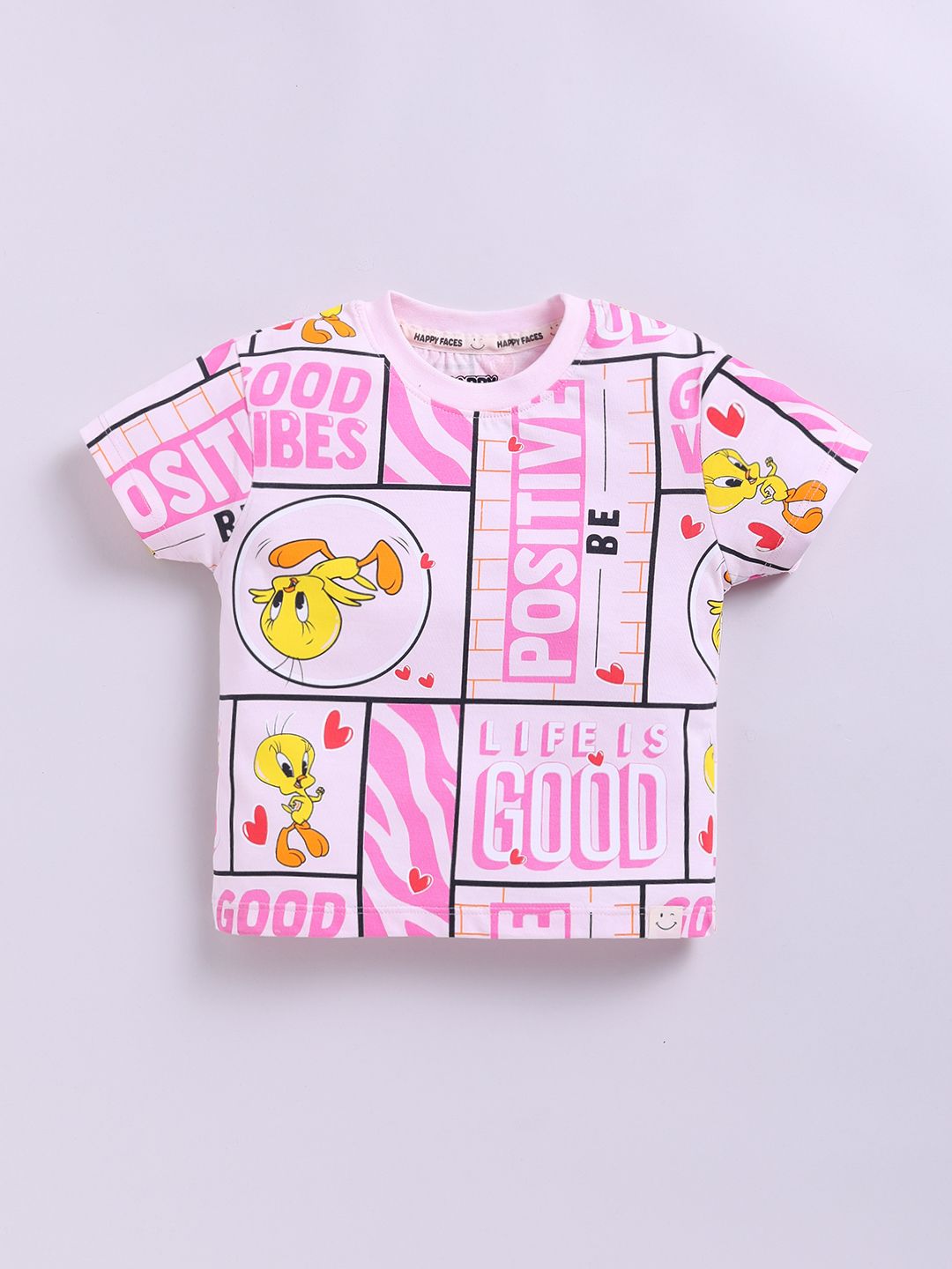 Happy Faces Girls Tweety Printed Pure Cotton T-shirt