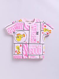 Happy Faces Girls Tweety Printed Pure Cotton T-shirt