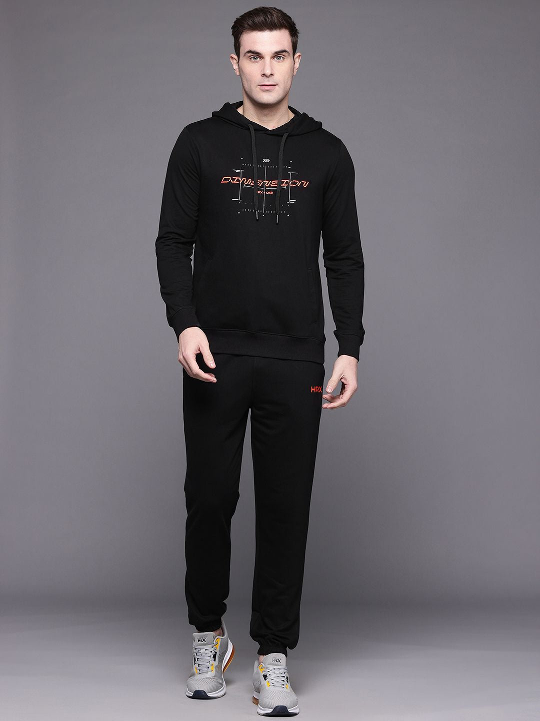 HRX by Hrithik Roshan Typography Printed Hooded Lifestyle Tracksuit