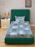 Myntra Elegant Homes Blue & White Geometric 400 TC Single Bedsheet with 1 Pillow Covers