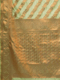 Saree mall Green & Gold-Toned Woven Design Zari Silk Blend Banarasi Sarees