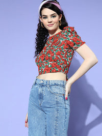 Berrylush Red Floral Vacay Attire