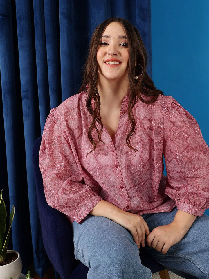 Curvy Street Comfort Abstract dicetak lengan lengan atas