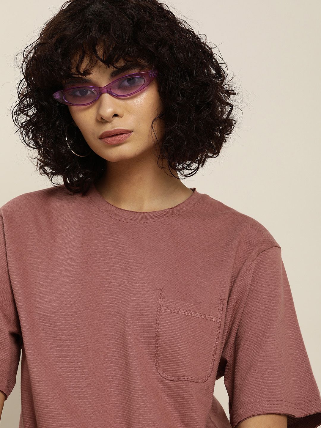 DILLINGER Womens Honeycomb Structure Oversized T-shirt