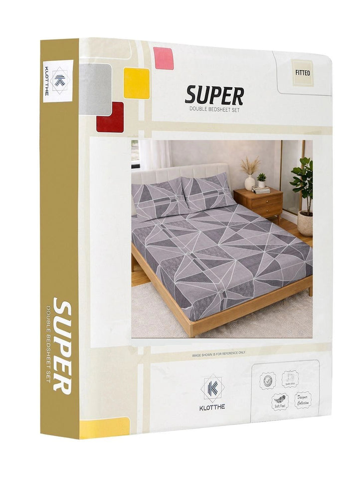 Moda Rapido X KLOTTHE Ungu & Kelabu Geometrik 300 TC Cadar King dengan 2 Sarung Bantal