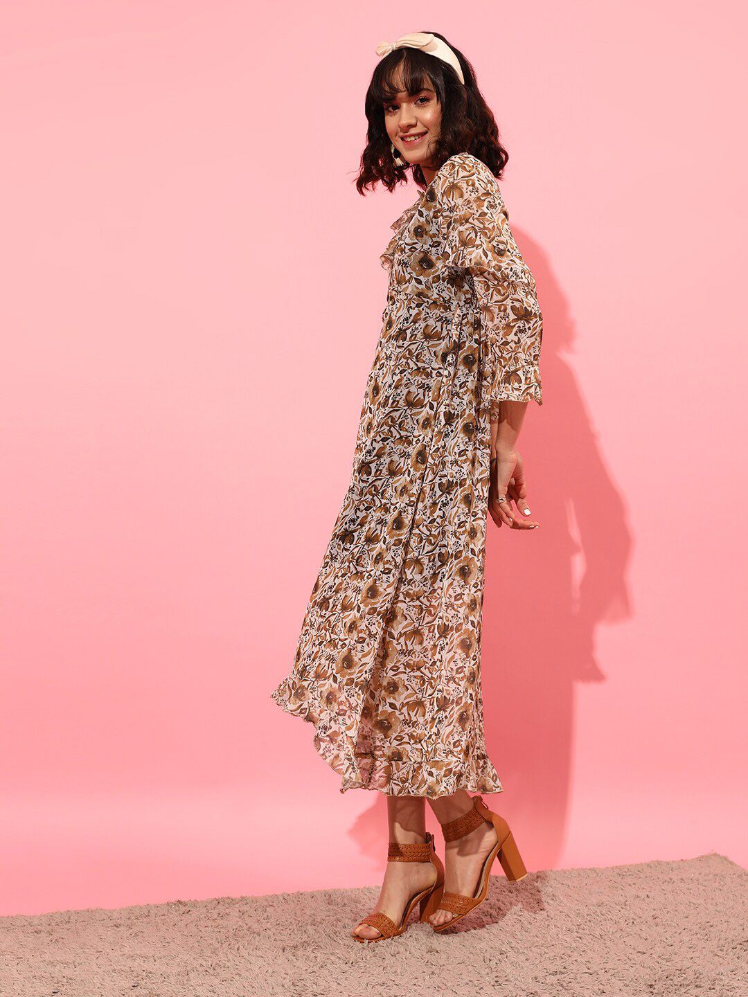 STREET 9 Floral Printed Chiffon Midi Dress