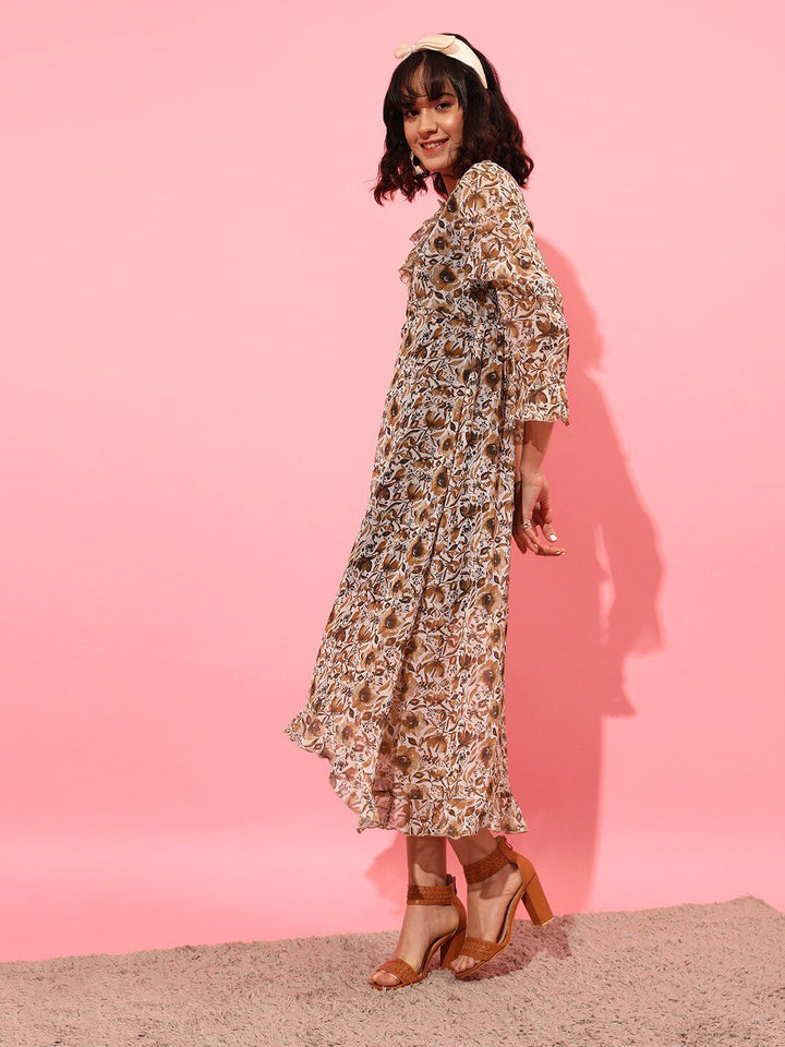 STREET 9 Floral Printed Chiffon Midi Dress