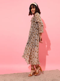 STREET 9 Floral Printed Chiffon Midi Dress