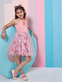 pspeaches Girls Floral Printed Woollen Fit & Flare Dress