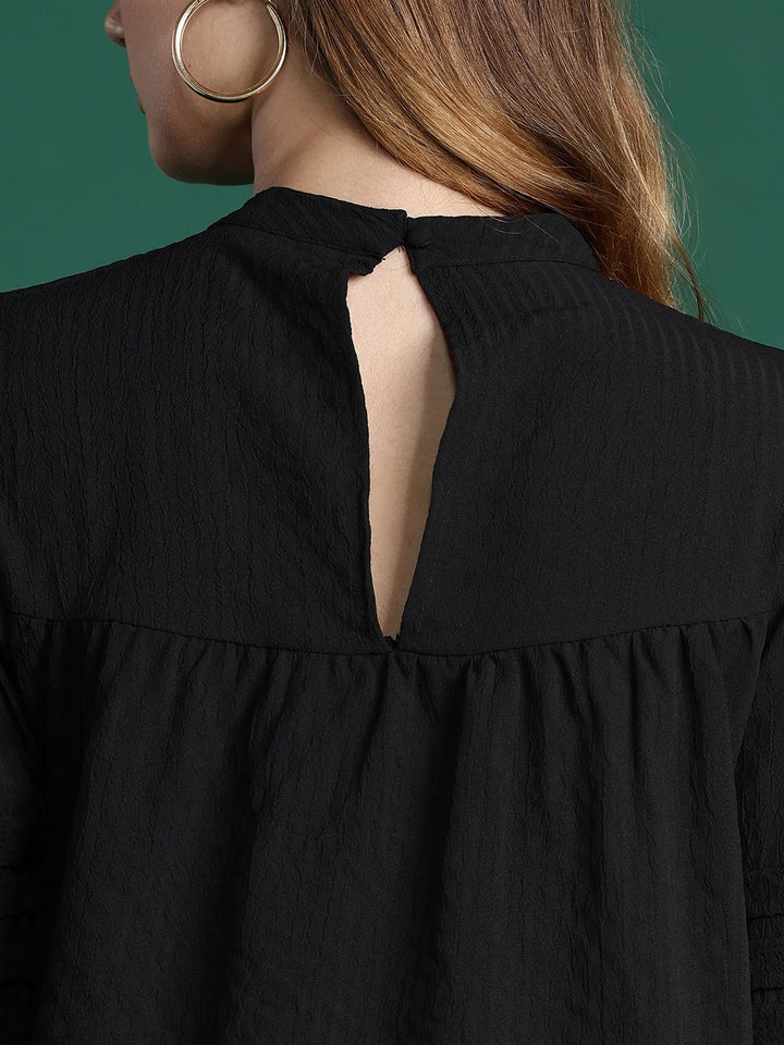 DressBerry Textured Puff Sleeve Empire Top