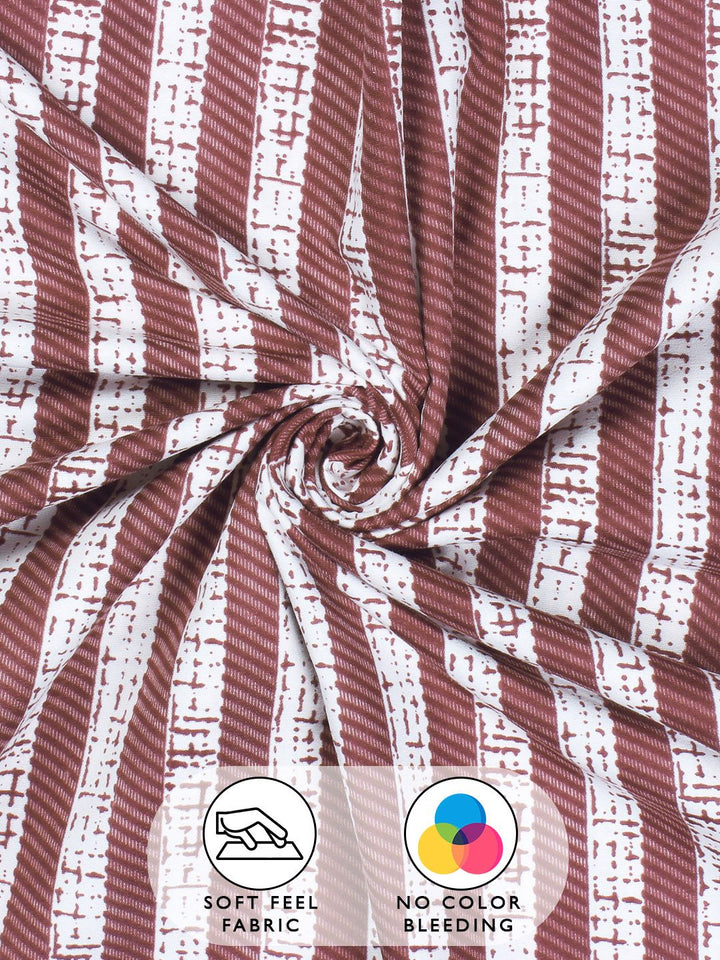 Story@home Arena Maroon & White Striped Microfiber 180 TC Queen Bedsheet & 2 Pillow Covers