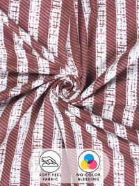Story@home Arena Maroon & White Striped Microfiber 180 TC Queen Bedsheet & 2 Pillow Covers