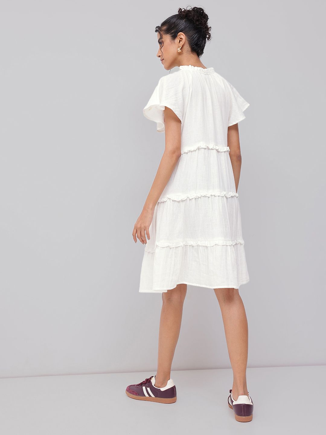 DressBerry Cottagecore Tiered Ruffled Pure Cotton A-Line Dress