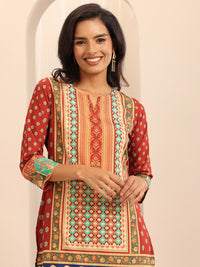 Libas Ethnic Motifs Printed Notched Neck Straight Kurta With Palazzos