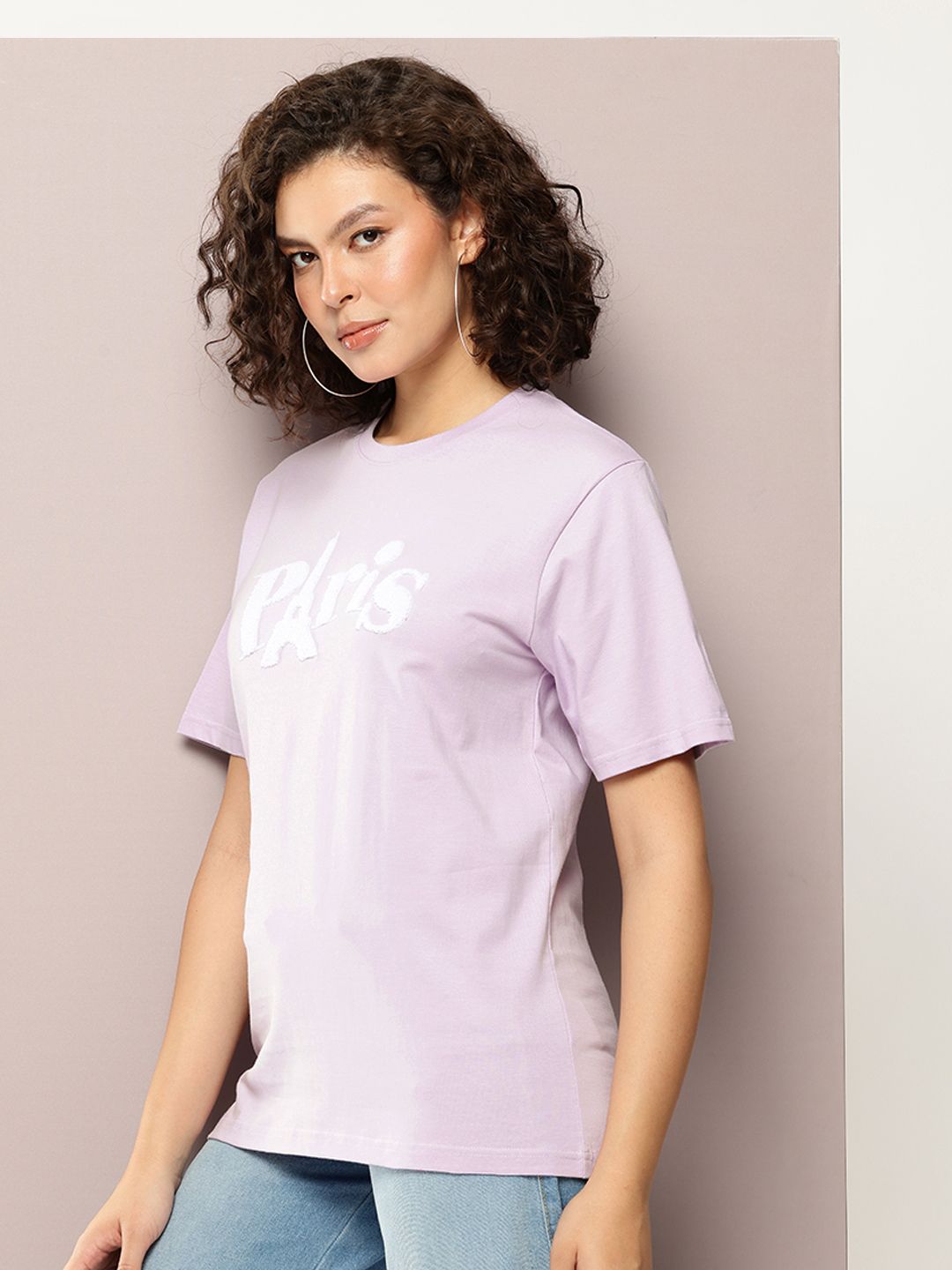DILLINGER Women Oversized Crew Neck Varsity Puff Printed Tshirt