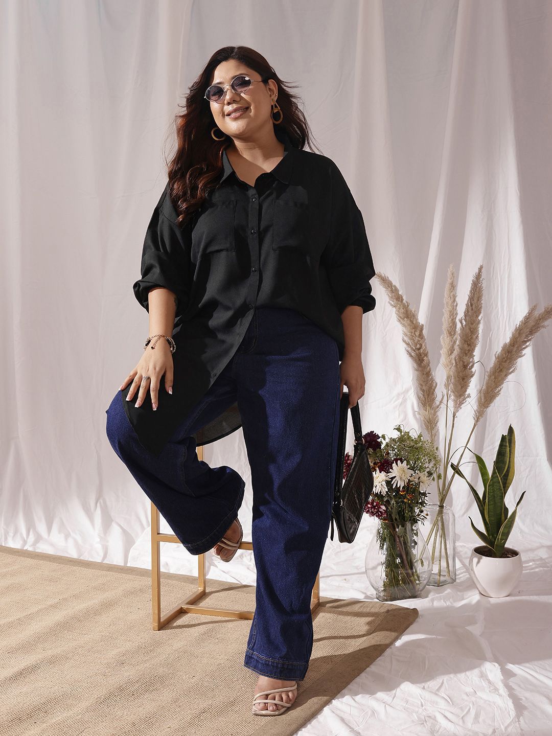 CURVY STREET Comfort Spread Collar Oversized Shirt