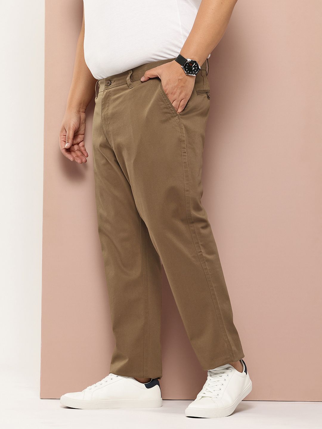 Thomas Scott Men Plus Size Straight Fit Easy Wash Chinos Trousers