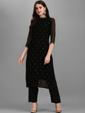 KALINI Sequin Embellished Straight Kurta with Trousers