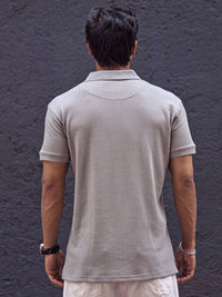 Powerlook Men Self Design Zip Closure T-shirt