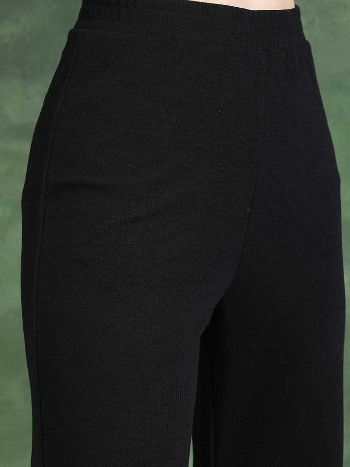 Tokyo Talkies Cardigan Sweater With Crop Top Wide Leg Trousers