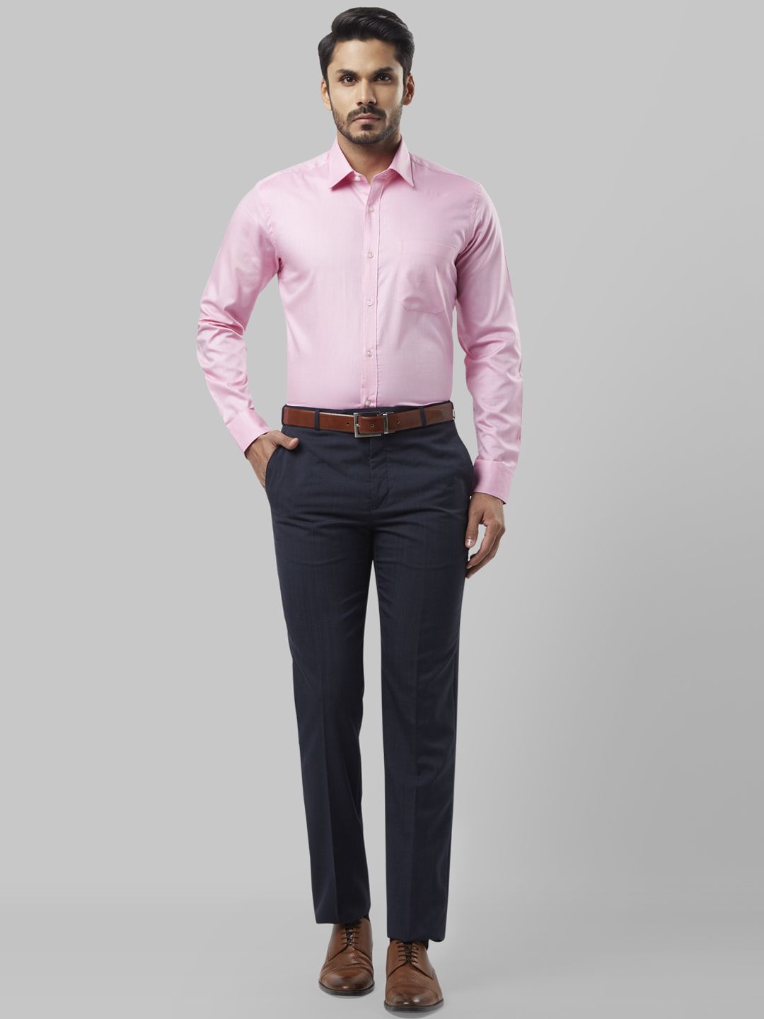 Raymond Men Pink Regular Fit Self Design Formal Shirt
