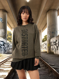 DressBerry Typography Printed Cotton Terry Oversized Sweatshirt