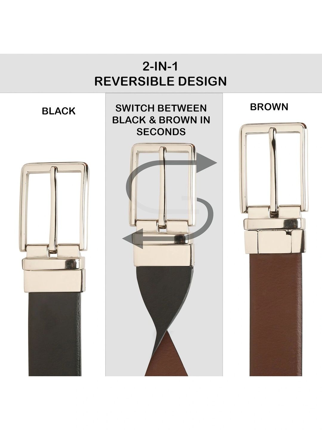 Teakwood Leathers Men Leather Reversible Formal Belt