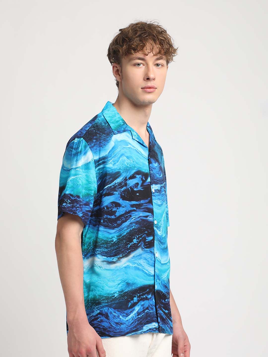 THE BEAR HOUSE Slim Fit Abstract Printed Casual Shirt