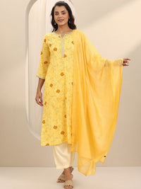 Libas Women Floral Printed Regular Sequinned Kurta with Salwar & With Dupatta