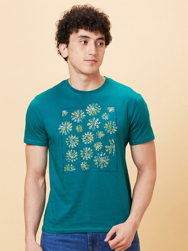 Being Human Floral Printed Round Neck Short Sleeves Slim Fit T-shirt