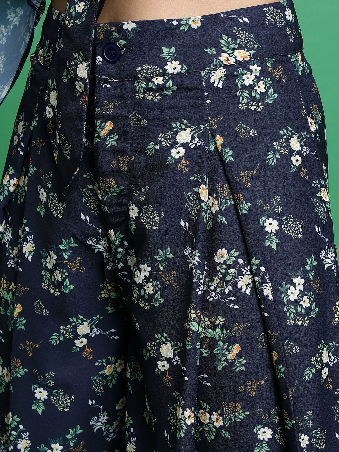 Tokyo Talkies Floral Printed One Shoulder Crop Top With Printed Palazzos