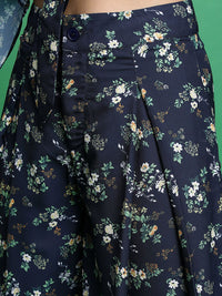 Tokyo Talkies Floral Printed One Shoulder Crop Top With Printed Palazzos