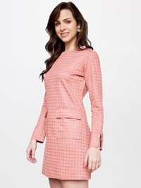 AND Pink Checked A-Line Dress