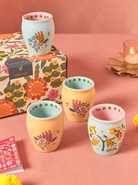 Chumbak Set Of 4 Printed Ceramic Cups Home Gift Sets