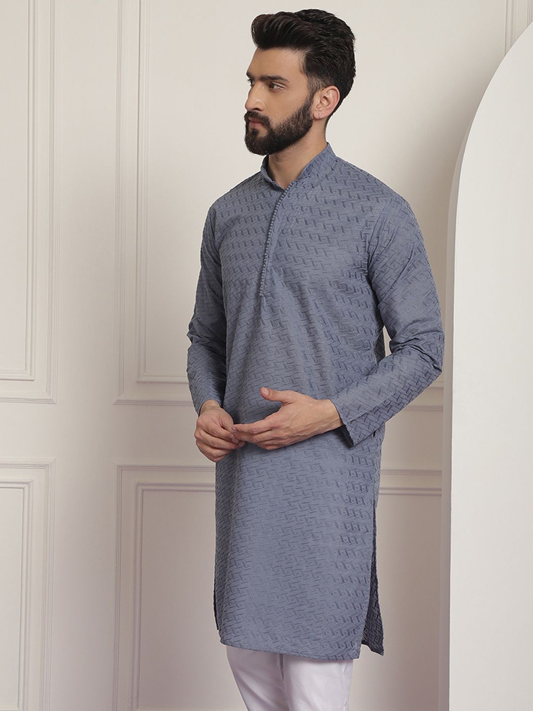 SOJANYA Ethnic Motifs Embroidered Pure Cotton Kurta