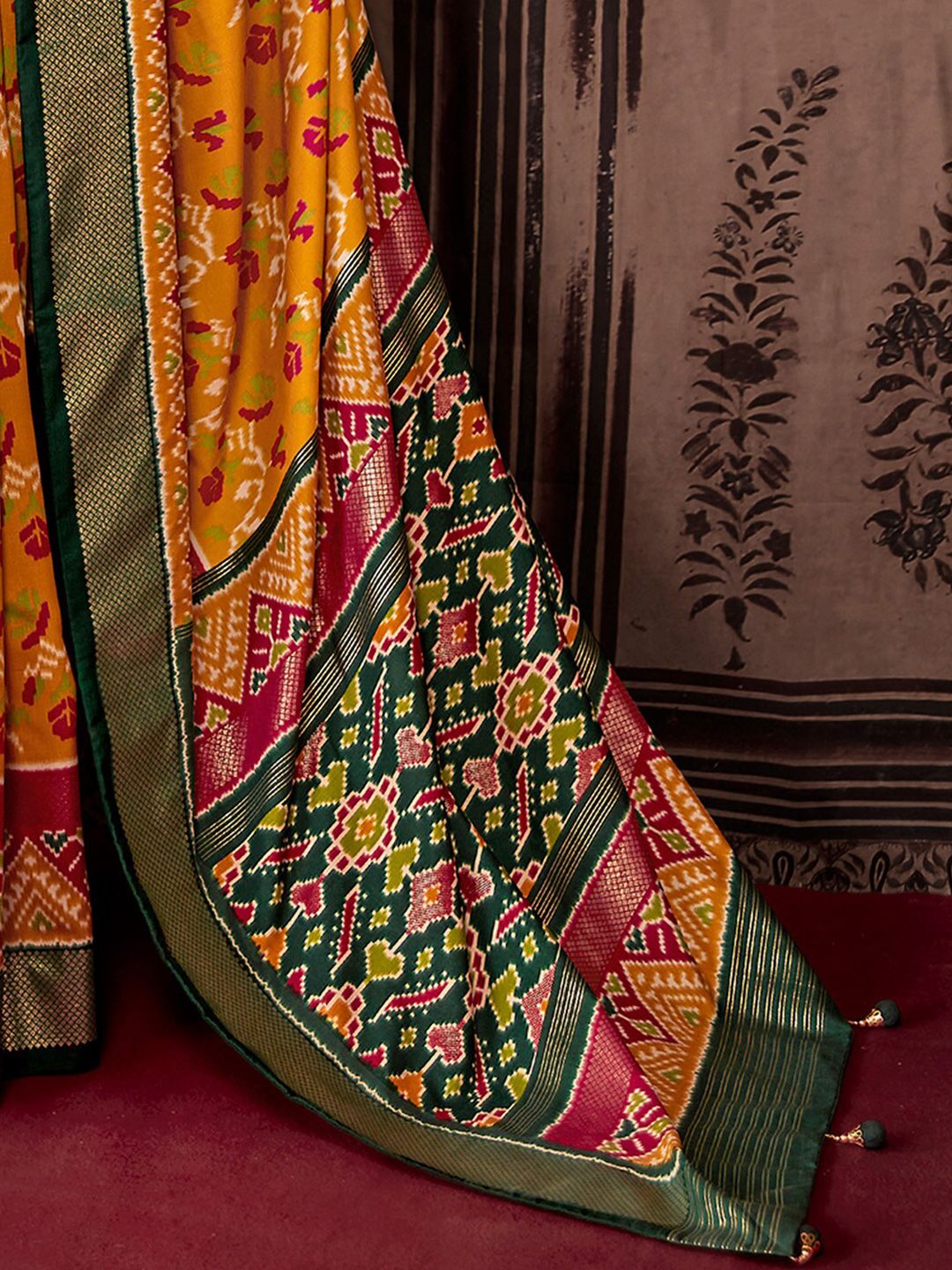 Saree mall Ethnic Motifs Printed Zari Patola Sarees