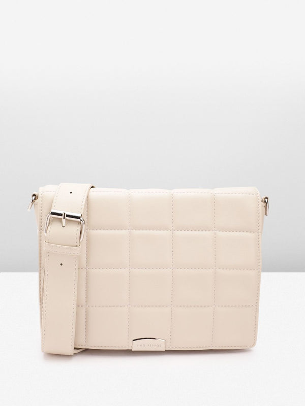 Lino Perros Women Geometric Textured Structured Sling Bag with Quilted Detail