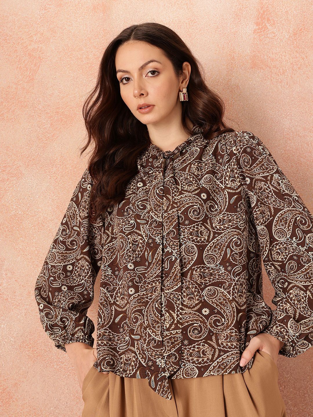 all about you Printed Tie-Up Neck Top