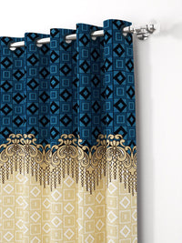 Story@home Blue & Brown 2 Pieces Ethnic Motifs Window Curtain