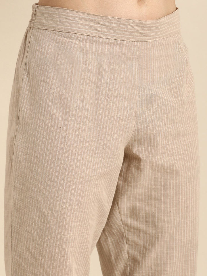 Anouk Beige Striped Tunic with Trousers