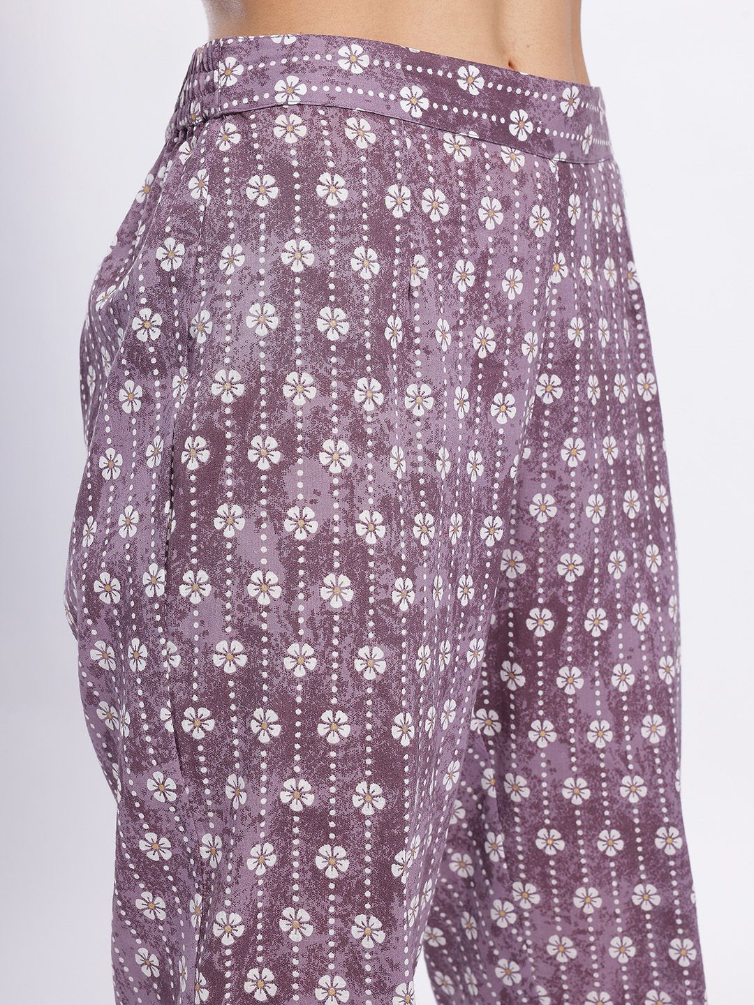 Anouk Floral Printed Pure Cotton Straight Kurta with Trousers & Dupatta