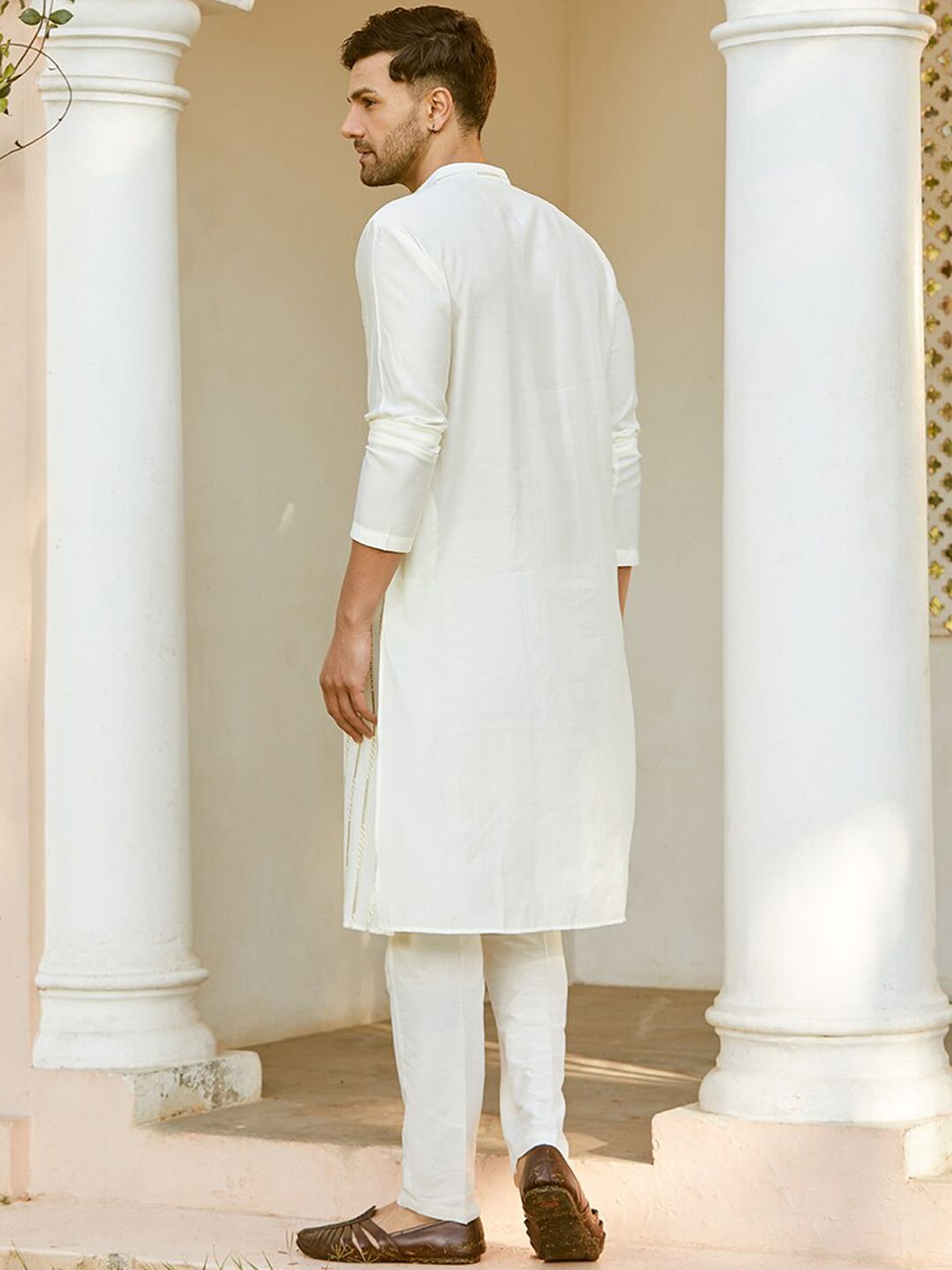 See Designs Striped Embroidered Sequined Straight Kurta
