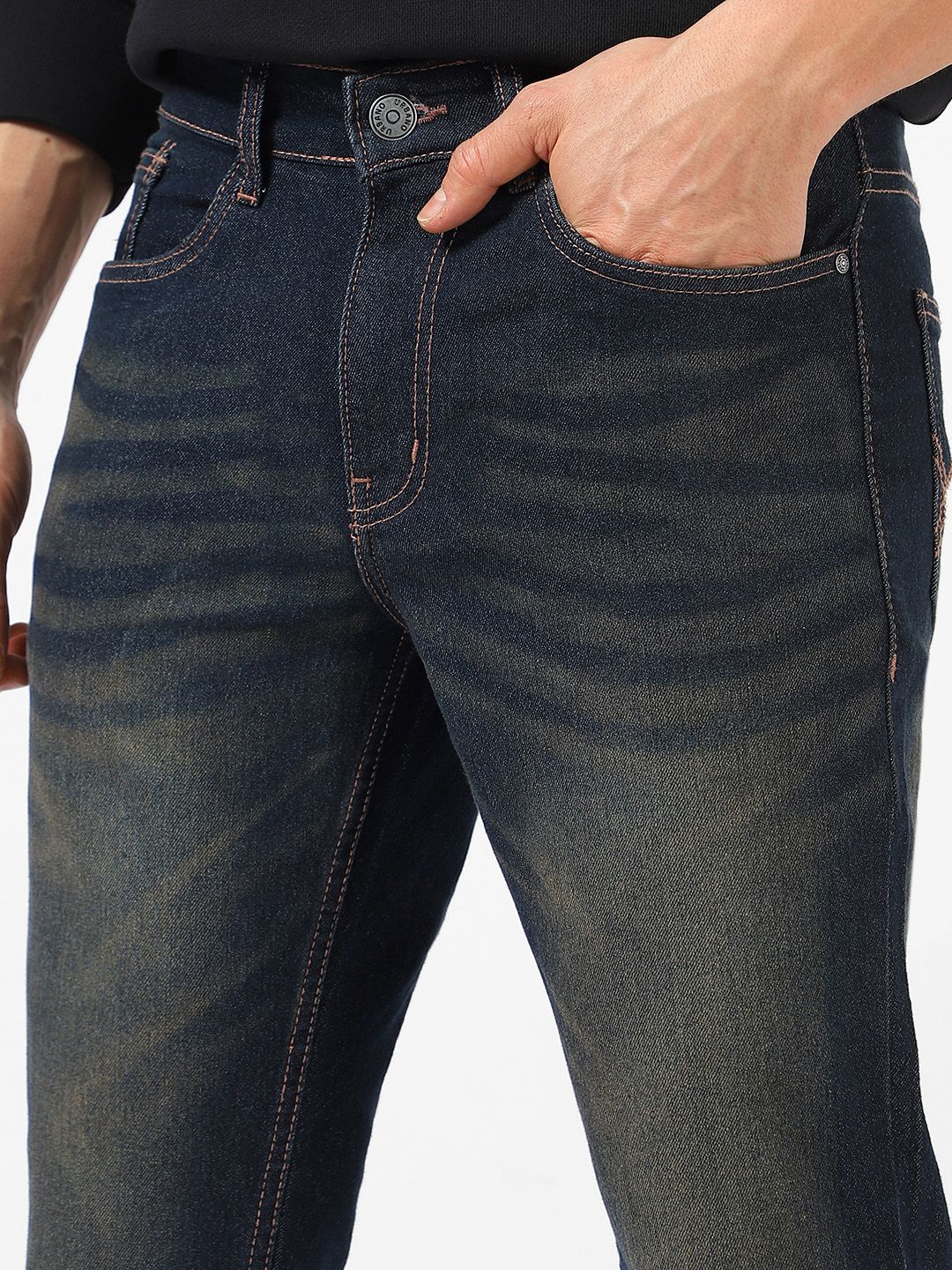 Urbano Fashion Men Bootcut Light Fade Clean Look Stretchable Jeans