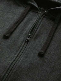 Park Avenue Men Charcoal Grey Solid Hooded Sweatshirt