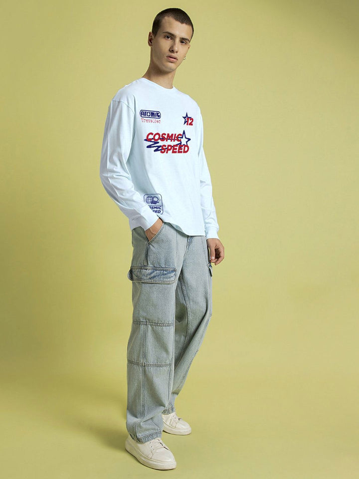 Bewakoof Men Typography Printed Round Neck Cotton Oversized T-shirt