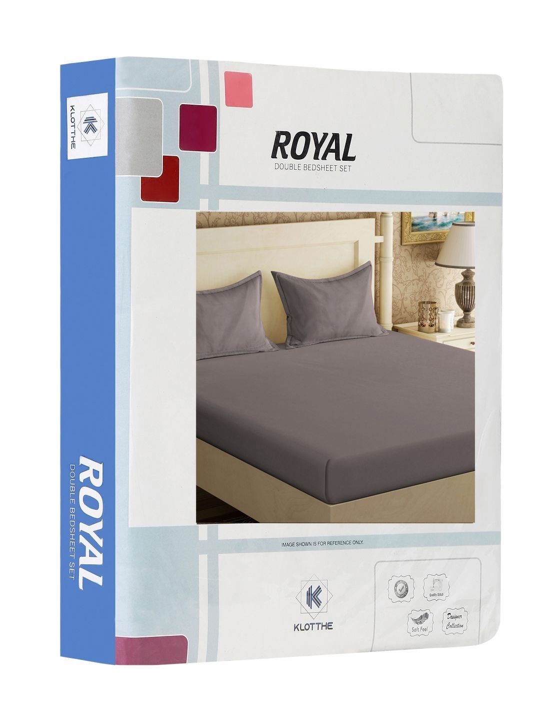 KLOTTHE Grey 300TC Double King Cadar Dengan 2 Sarung Bantal