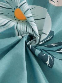 KLOTTHE Green Floral Polycotton 300 TC Fitted King Fine Bedsheet with 2 Pillow Covers-270 x 270 cm