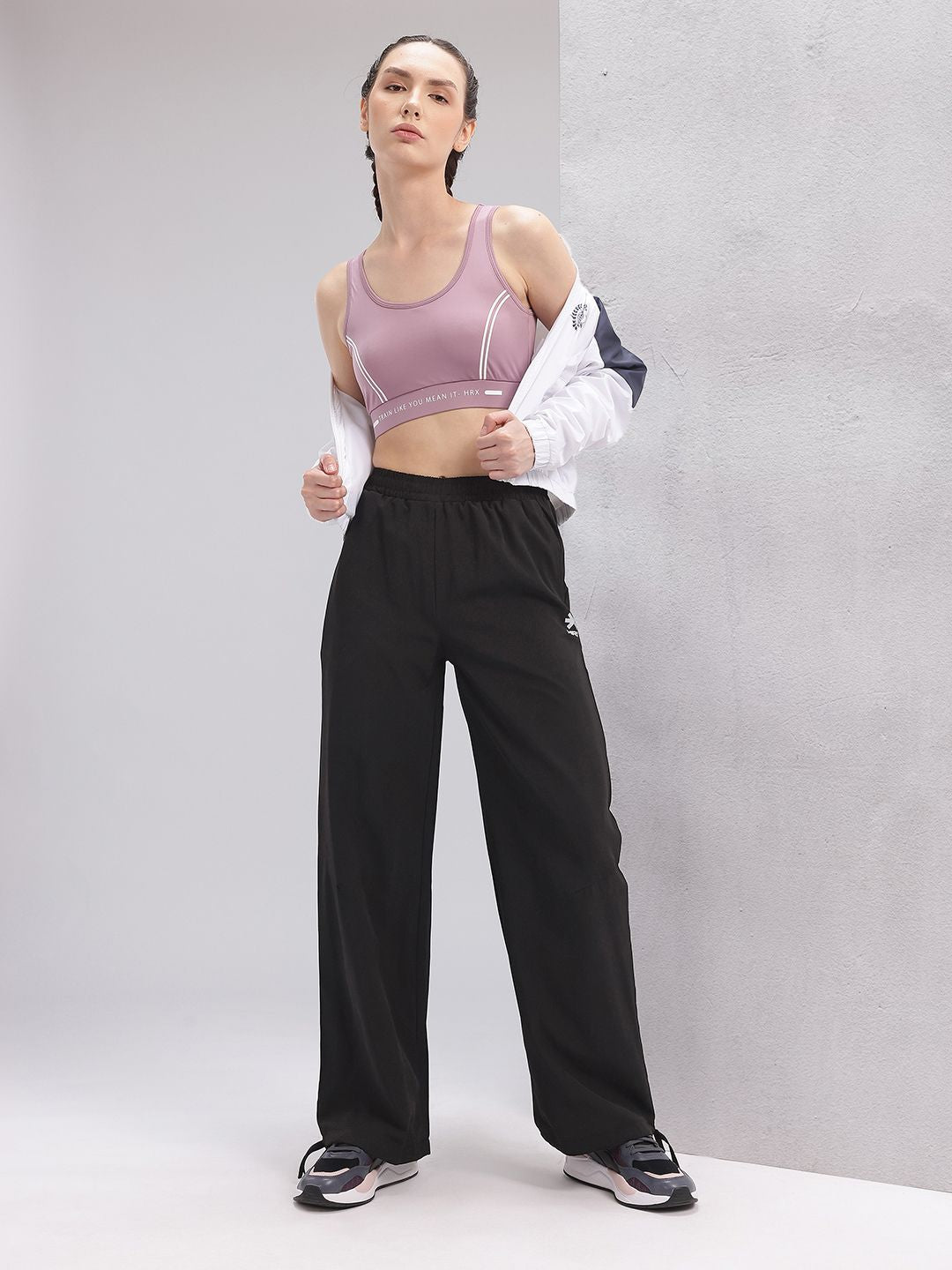 HRX by Hrithik Roshan Women Flared Lifestyle Track Pants with Toggle Hem