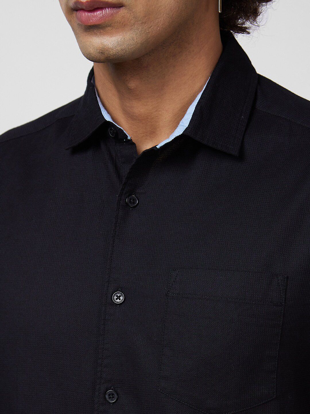 VASTRADO Classic Slim Fit Textured Self Design Cotton Casual Shirt